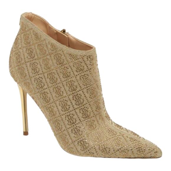 GUESS Metallic‎ Gold Fazzie Embellished Sexy Ankle Boots Booties Size 8.5 - Picture 1 of 11